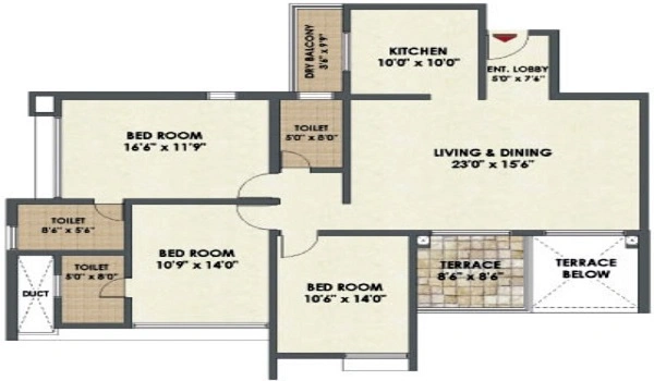 Purva Atmosphere 3.5 BHK Floor Plan