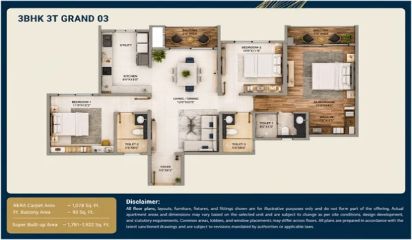 Featured Image of Purva Northern Lights 3 Bhk 3t Grand 03 Real Space Floor Plan Review
