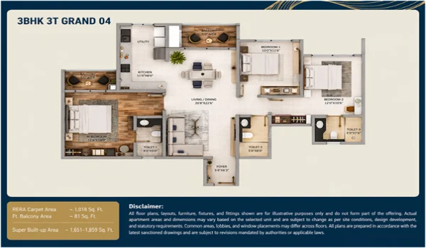 Featured Image of Purva Northern Lights 3 Bhk 3t Grand 04 Space Floor Plan Guide