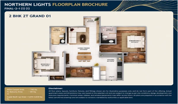 Featured Image of Room Sizes Purva Northern Lights 2 Bhk 2t Grand 01 Floor Plan