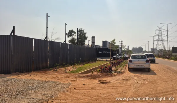 Initial peripheral landscaping and visitor car parking at Purva Northern Lights construction site